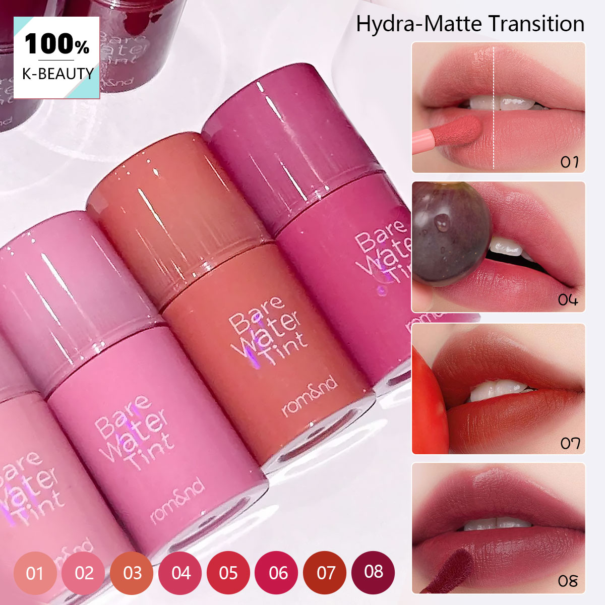 Lip Tint Korean - rom&nd BARE MOOL TINT, Tekstur Ringan