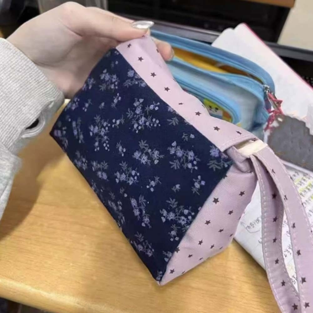 Lifestyle In Korean - Tas Rias Motif Bunga Ungu Polkadot