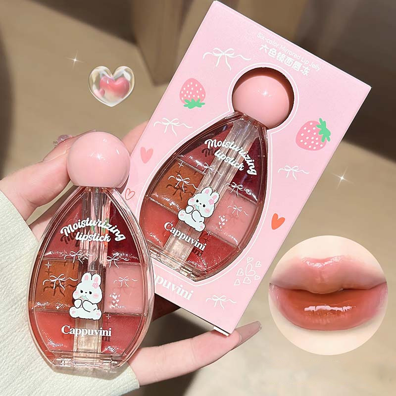 Lip Tint Korean - Palet Lip Gloss Cermin 6 Warna