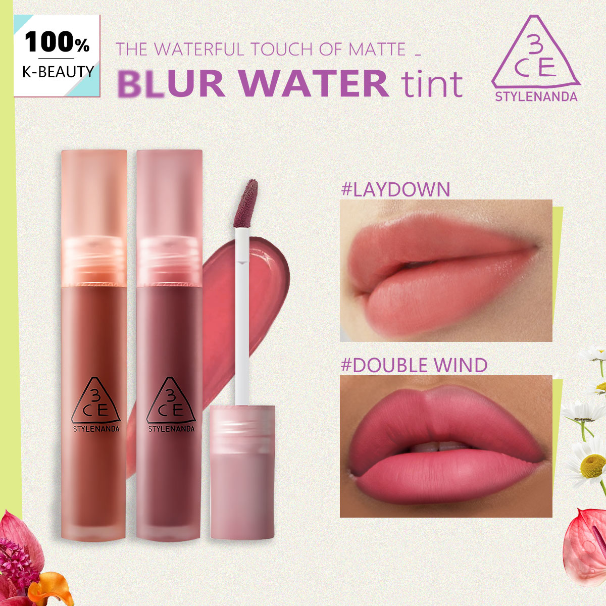 Lip Tint Korean - 3CE BLUR WATER TINT, Warna yang